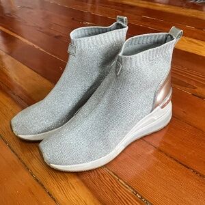 Michael Kors - Metallic Stretch-Knit Sock Sneaker